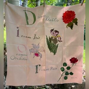 Vintage Christian Dior Pink Floral Silk Scarf 32.5”x32.5”